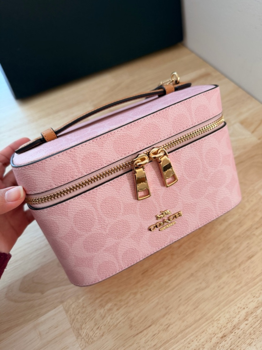 Coach Pink Signature Cosmetic Case with Gold Hardware POWDER PINK COLLECTION